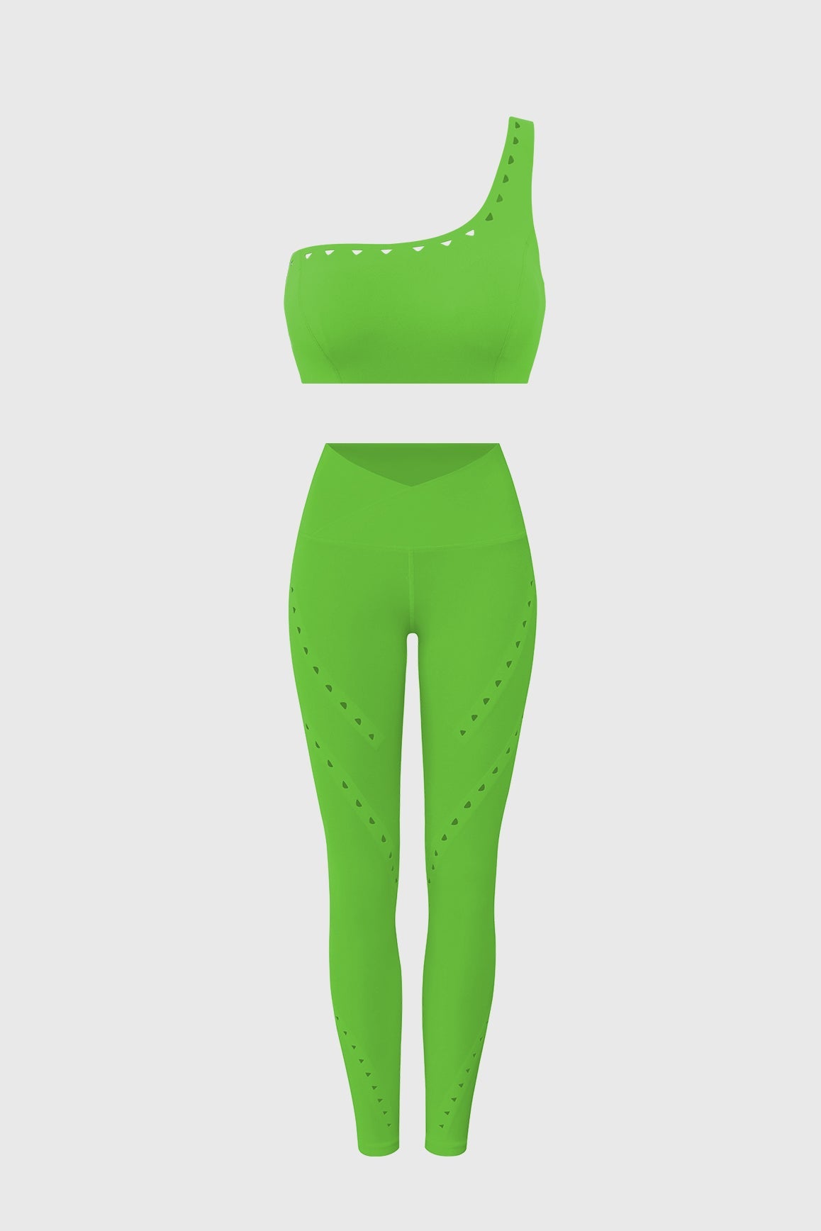 One-Shoulder Laser Cut Sports Bra + V-Waist Laser Cut Sports Legging