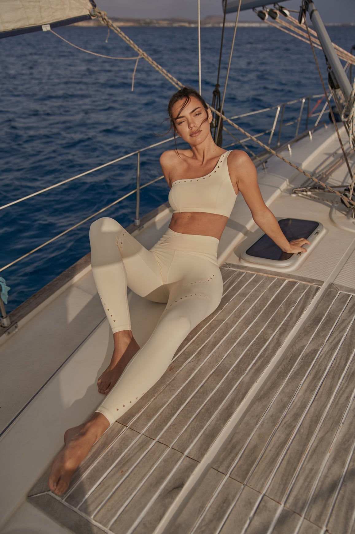 One-Shoulder Laser Cut Sports Bra + V-Waist Laser Cut Sports Legging