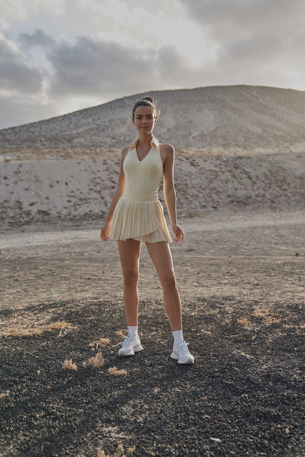 Sleeveless Polo Tank Top +  Pleated Skirts