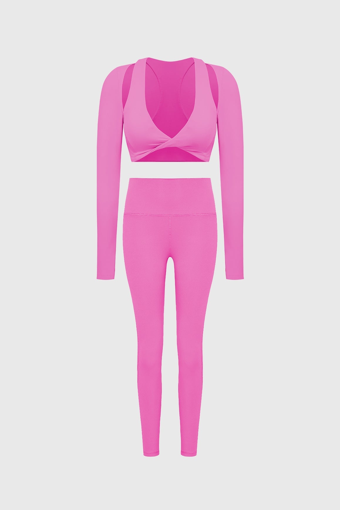Twist-Front Shoulder Cut Crop Top + High-waist Training Legging